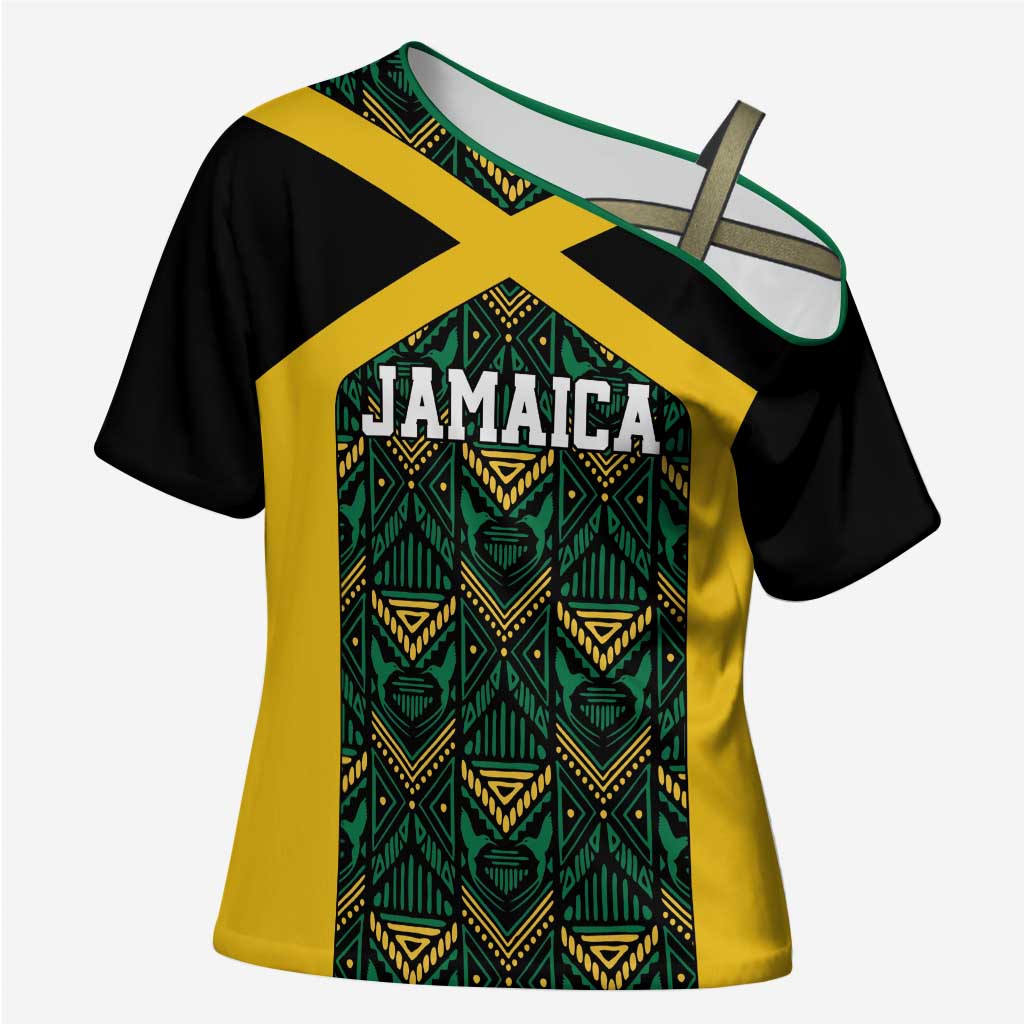 Afro-Jamaicans Football Custom Cross Shoulder Shirt Black Ethnic Motifs