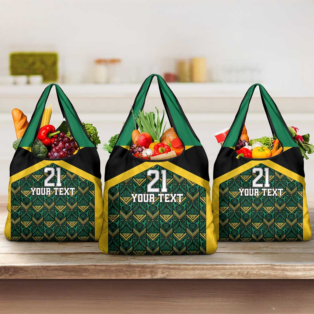 Afro-Jamaicans Football Custom Grocery Bag Black Ethnic Motifs