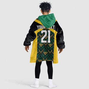 Afro-Jamaicans Football Custom Kid Wearable Blanket Hoodie Black Ethnic Motifs