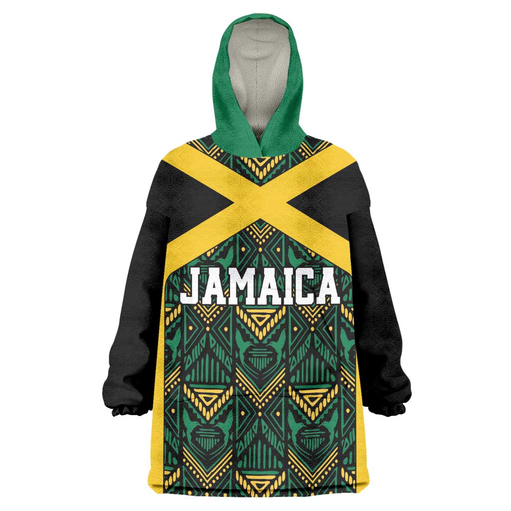 Afro-Jamaicans Football Custom Kid Wearable Blanket Hoodie Black Ethnic Motifs