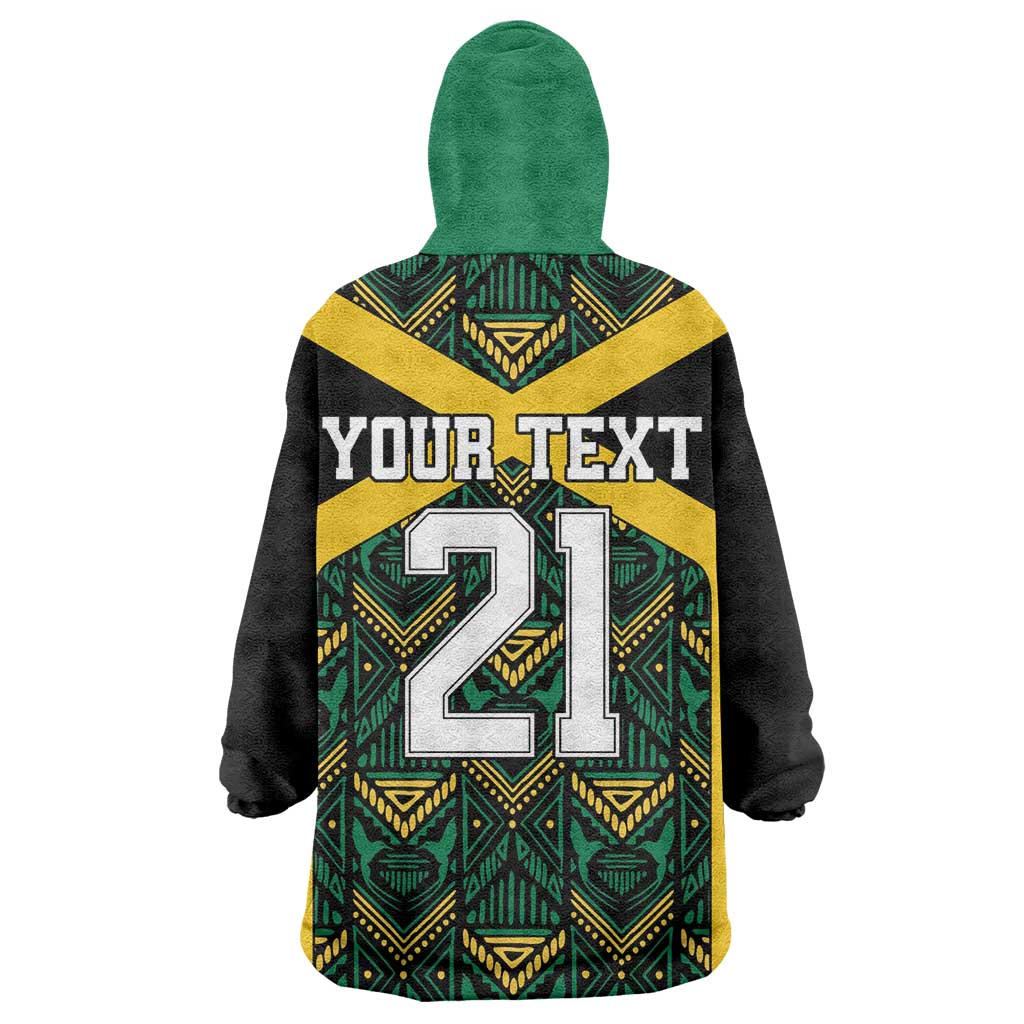 Afro-Jamaicans Football Custom Kid Wearable Blanket Hoodie Black Ethnic Motifs