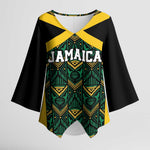 Afro-Jamaicans Football Custom Kimono Sleeve Blouse Black Ethnic Motifs