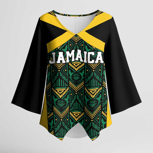 Afro-Jamaicans Football Custom Kimono Sleeve Blouse Black Ethnic Motifs