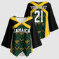 Afro-Jamaicans Football Custom Kimono Sleeve Blouse Black Ethnic Motifs