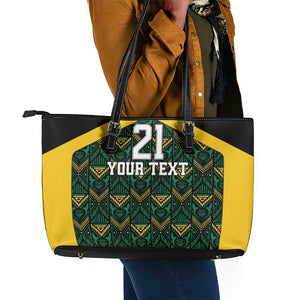 Afro-Jamaicans Football Custom Leather Tote Bag Black Ethnic Motifs
