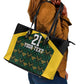 Afro-Jamaicans Football Custom Leather Tote Bag Black Ethnic Motifs