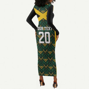 Afro-Jamaicans Football Custom Long Sleeve Bodycon Dress Black Ethnic Motifs LT9