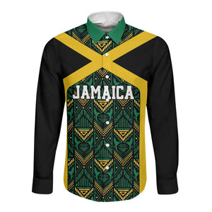 Afro-Jamaicans Football Custom Long Sleeve Button Shirt Black Ethnic Motifs
