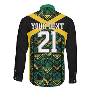 Afro-Jamaicans Football Custom Long Sleeve Button Shirt Black Ethnic Motifs