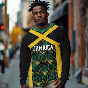 Afro-Jamaicans Football Custom Long Sleeve Shirt Black Ethnic Motifs