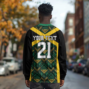 Afro-Jamaicans Football Custom Long Sleeve Shirt Black Ethnic Motifs