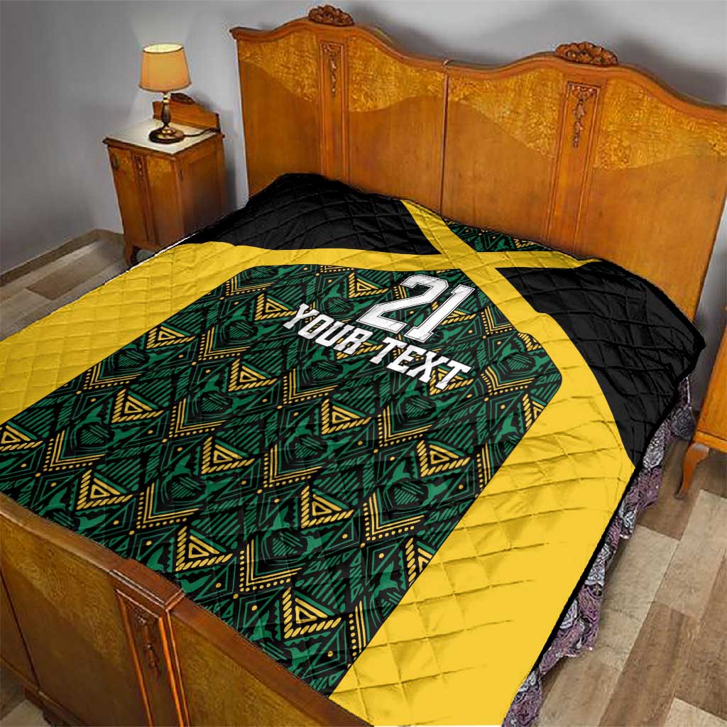 Afro-Jamaicans Football Custom Quilt Black Ethnic Motifs
