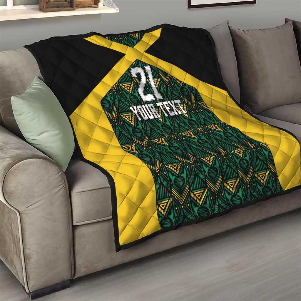 Afro-Jamaicans Football Custom Quilt Black Ethnic Motifs