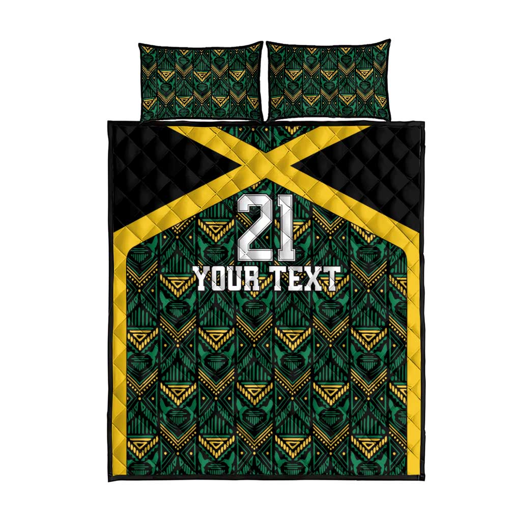 Afro-Jamaicans Football Custom Quilt Bed Set Black Ethnic Motifs
