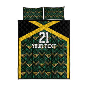 Afro-Jamaicans Football Custom Quilt Bed Set Black Ethnic Motifs