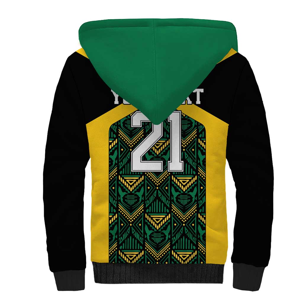 Afro-Jamaicans Football Custom Sherpa Hoodie Black Ethnic Motifs
