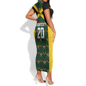 Afro-Jamaicans Football Custom Short Sleeve Bodycon Dress Black Ethnic Motifs LT9