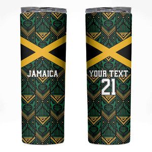 Afro-Jamaicans Football Custom Skinny Tumbler Black Ethnic Motifs