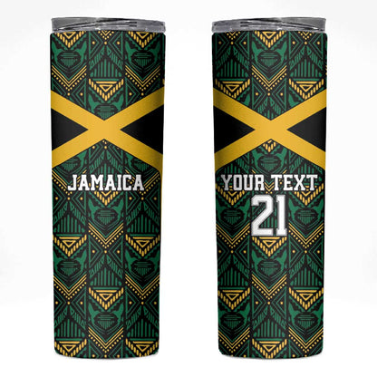 Afro-Jamaicans Football Custom Skinny Tumbler Black Ethnic Motifs