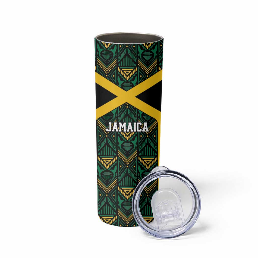 Afro-Jamaicans Football Custom Skinny Tumbler Black Ethnic Motifs