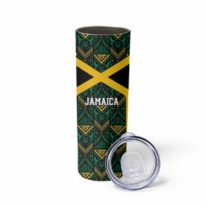 Afro-Jamaicans Football Custom Skinny Tumbler Black Ethnic Motifs