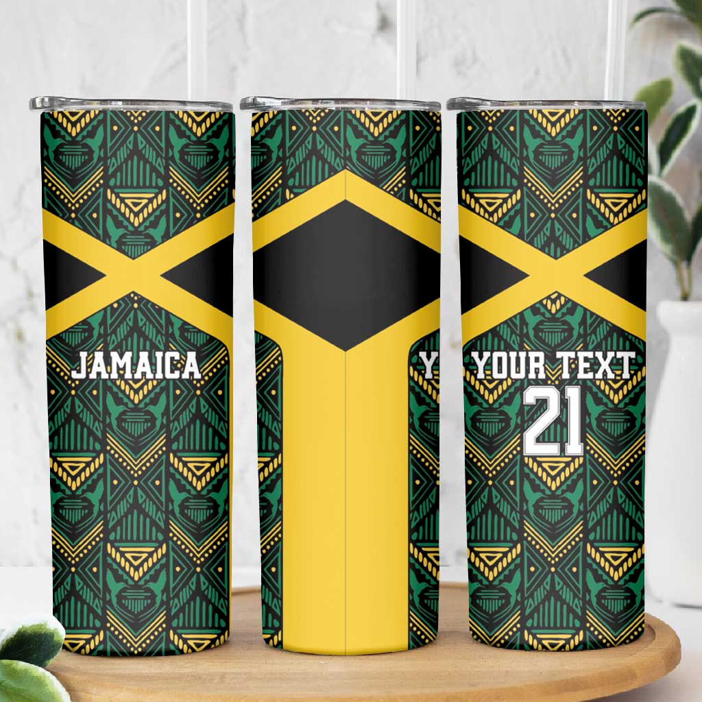 Afro-Jamaicans Football Custom Skinny Tumbler Black Ethnic Motifs