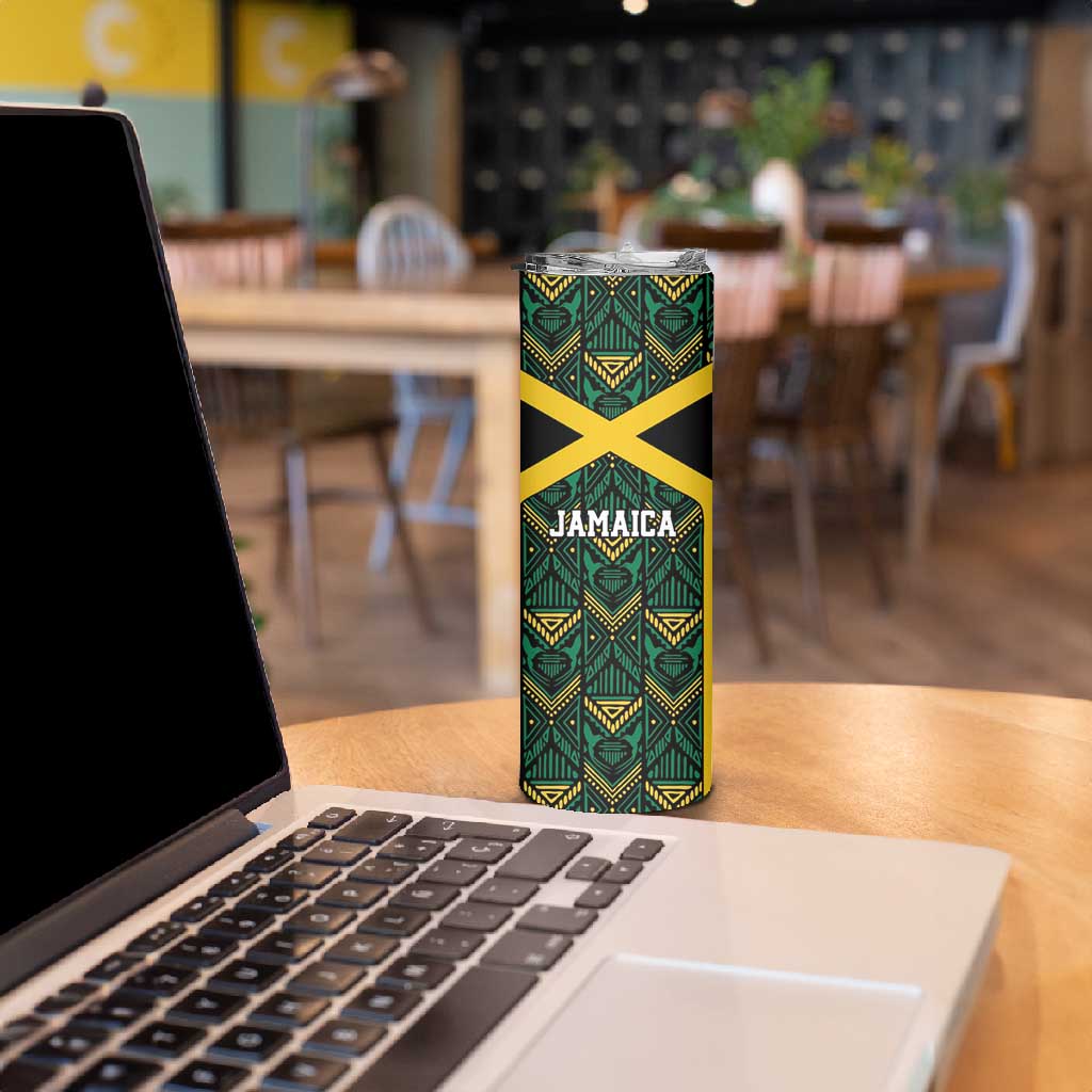 Afro-Jamaicans Football Custom Skinny Tumbler Black Ethnic Motifs