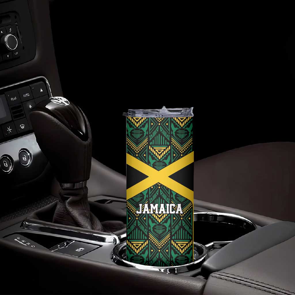 Afro-Jamaicans Football Custom Skinny Tumbler Black Ethnic Motifs