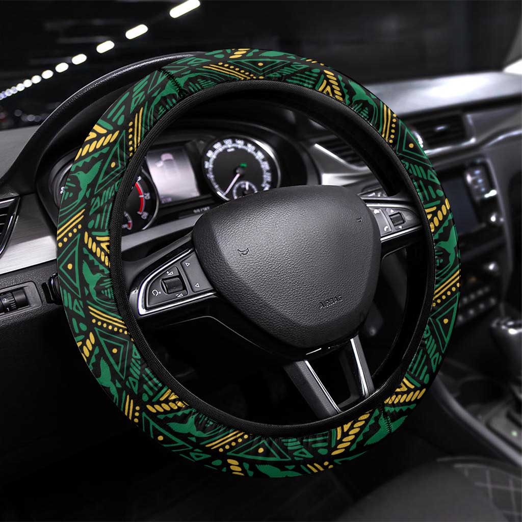 Afro-Jamaicans Football Steering Wheel Cover Black Ethnic Motifs