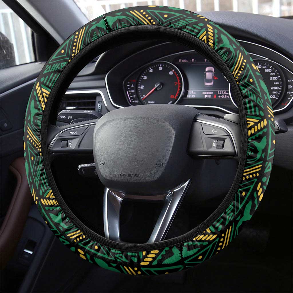 Afro-Jamaicans Football Steering Wheel Cover Black Ethnic Motifs