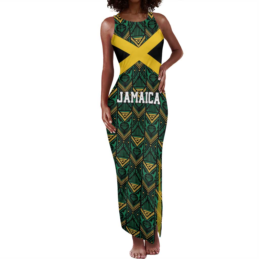 Afro-Jamaicans Football Custom Tank Maxi Dress Black Ethnic Motifs
