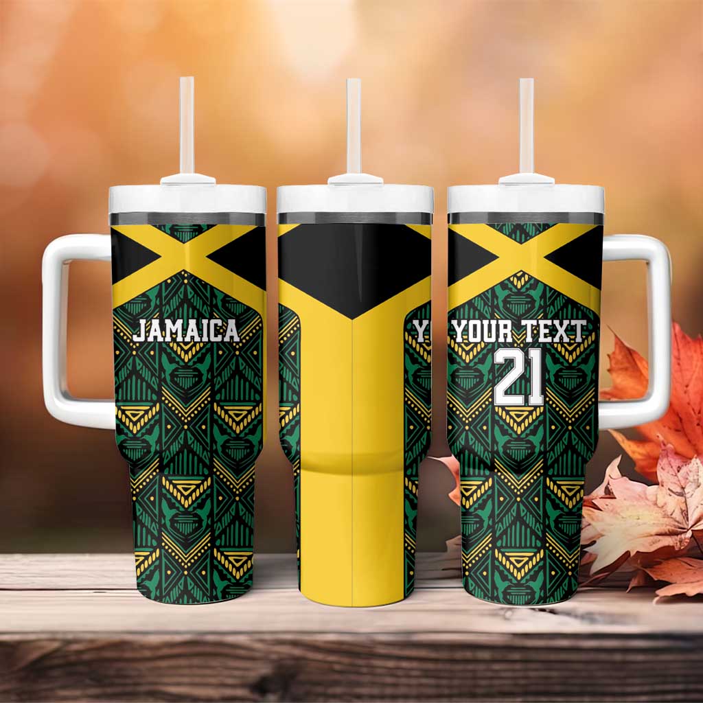 Afro-Jamaicans Football Custom Tumbler With Handle Black Ethnic Motifs