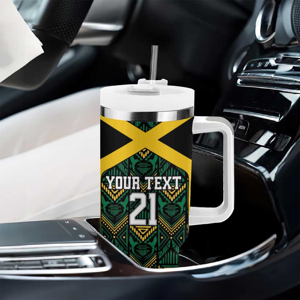 Afro-Jamaicans Football Custom Tumbler With Handle Black Ethnic Motifs