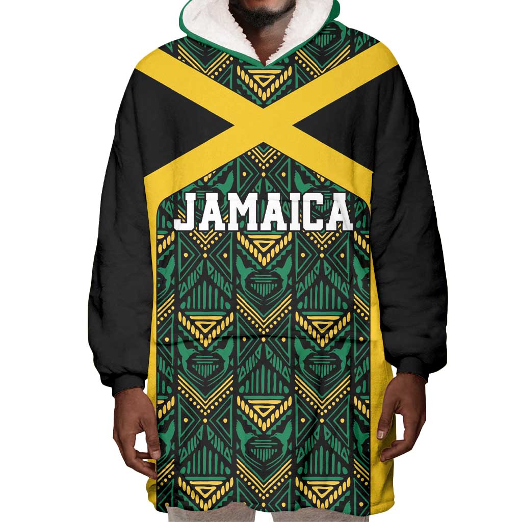 Afro-Jamaicans Football Custom Wearable Blanket Hoodie Black Ethnic Motifs