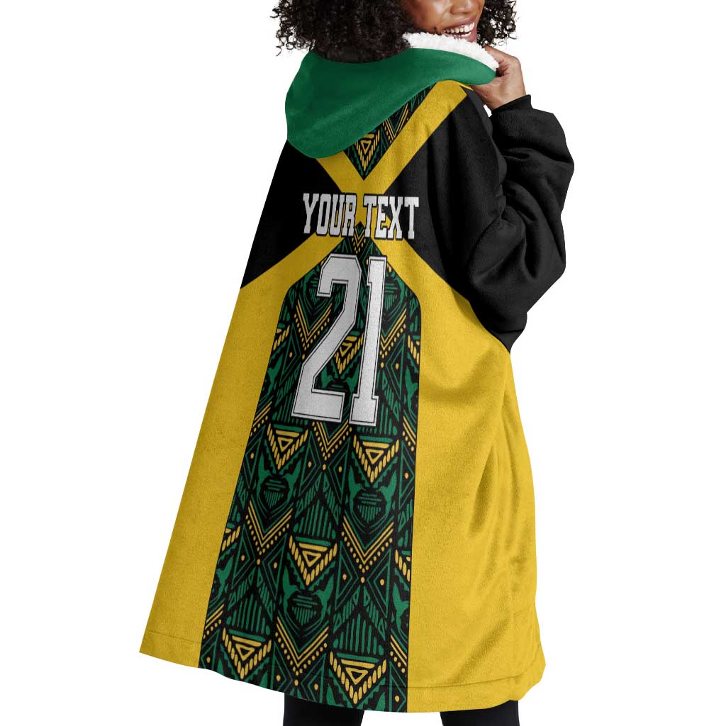 Afro-Jamaicans Football Custom Wearable Blanket Hoodie Black Ethnic Motifs
