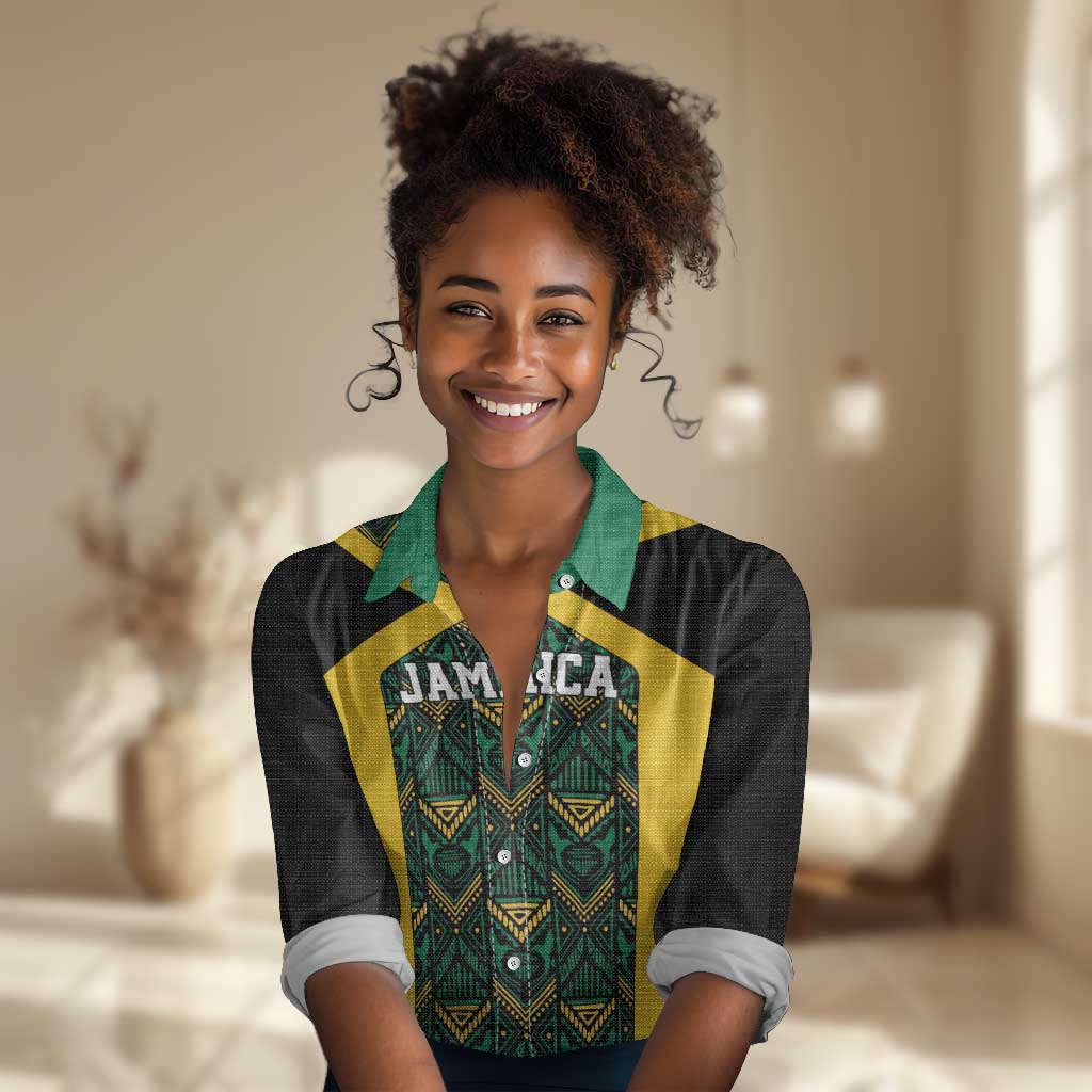 Afro-Jamaicans Football Custom Women Casual Shirt Black Ethnic Motifs LT9