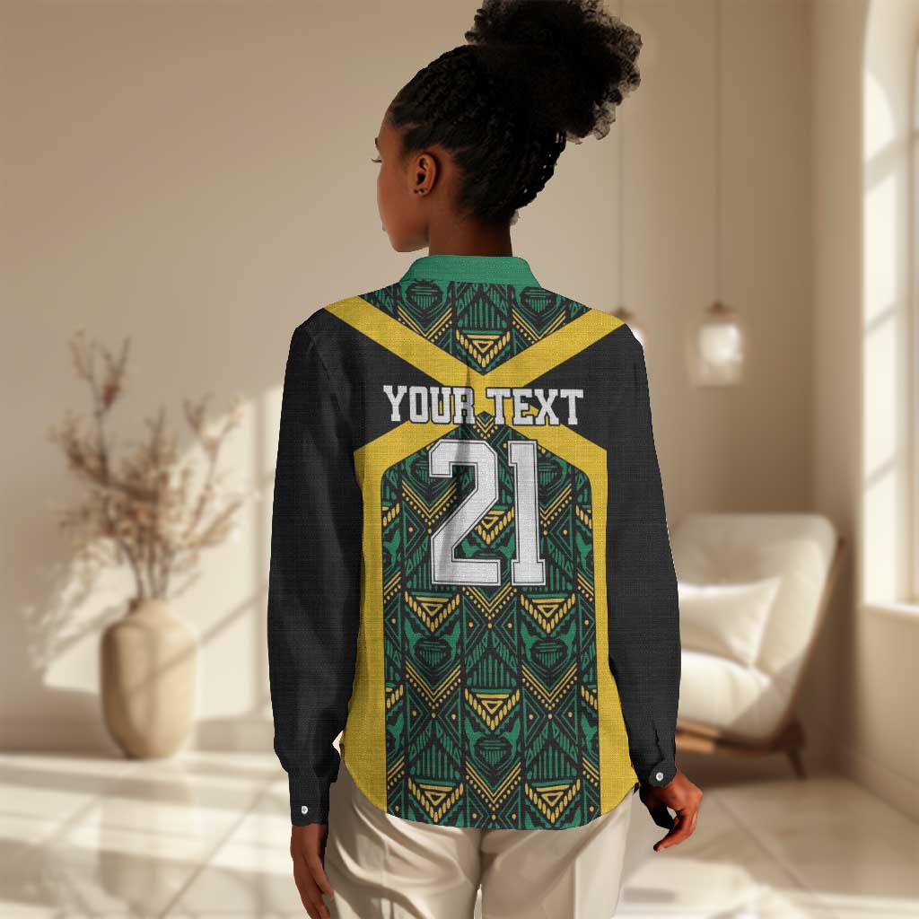 Afro-Jamaicans Football Custom Women Casual Shirt Black Ethnic Motifs LT9