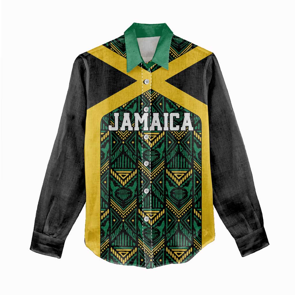 Afro-Jamaicans Football Custom Women Casual Shirt Black Ethnic Motifs LT9