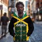 Afro-Jamaicans Football Custom Zip Hoodie Black Ethnic Motifs