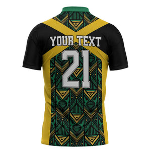 Afro-Jamaicans Football Custom Zipper Polo Shirt Black Ethnic Motifs