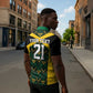 Afro-Jamaicans Football Custom Zipper Polo Shirt Black Ethnic Motifs