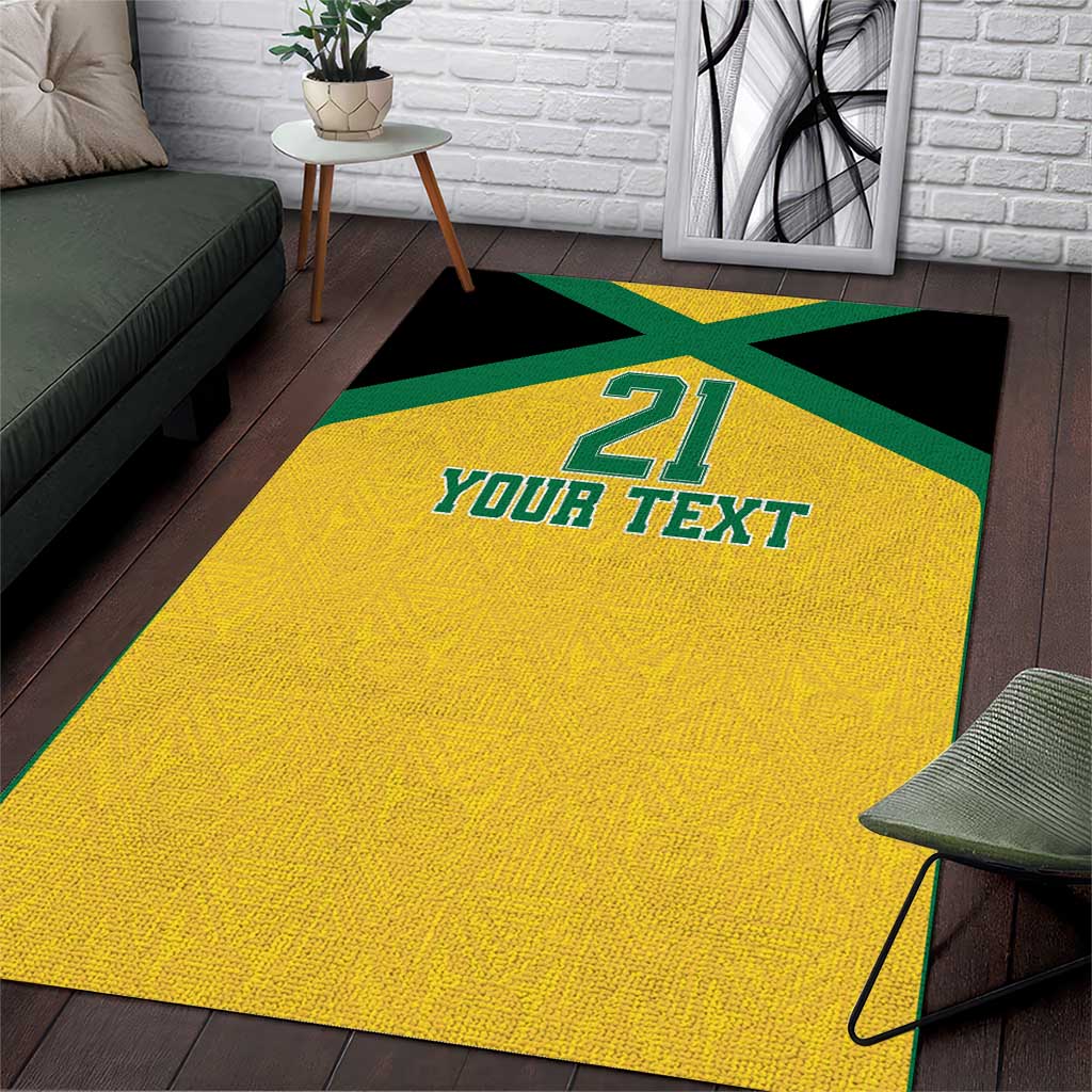 Afro-Jamaicans Football Custom Area Rug Gold Ethnic Motifs