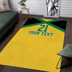 Afro-Jamaicans Football Custom Area Rug Gold Ethnic Motifs