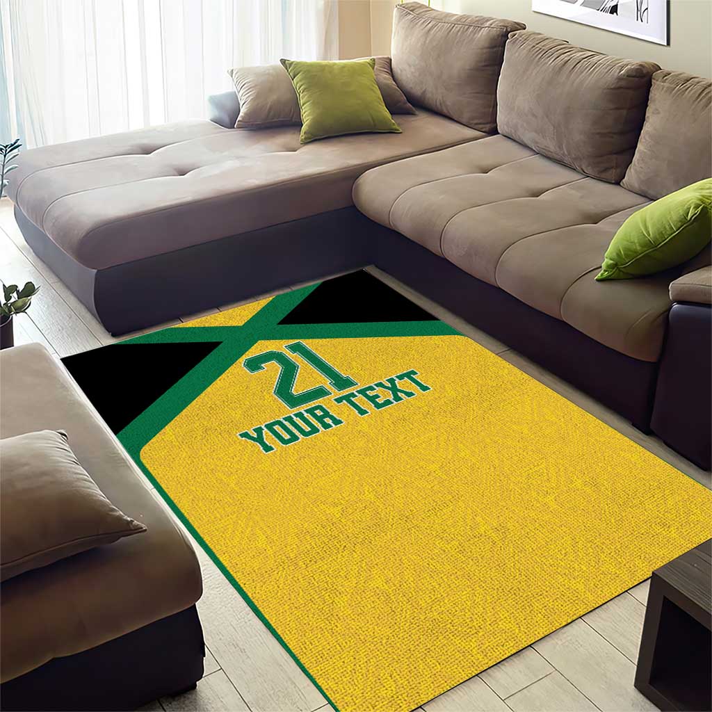 Afro-Jamaicans Football Custom Area Rug Gold Ethnic Motifs