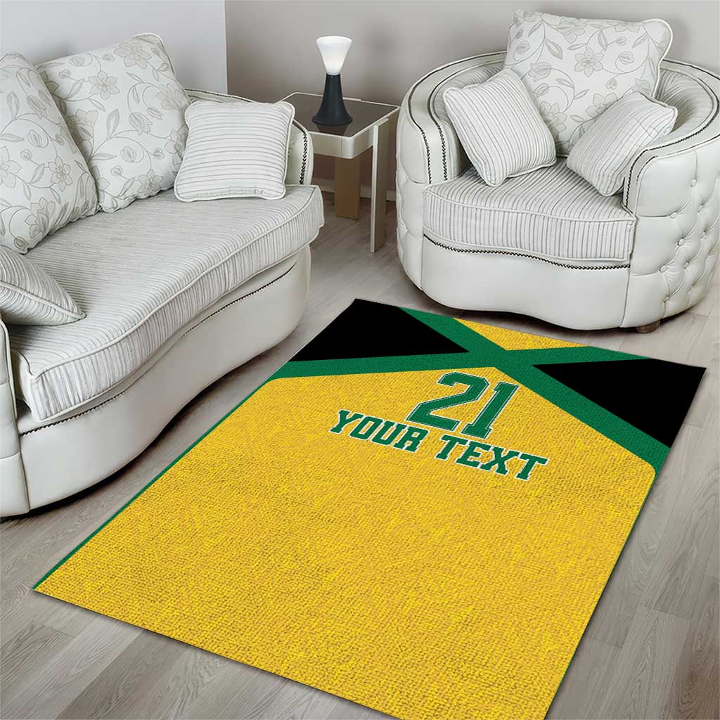 Afro-Jamaicans Football Custom Area Rug Gold Ethnic Motifs