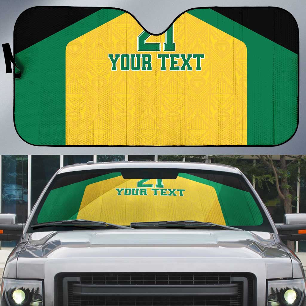 Afro-Jamaicans Football Custom Auto Sun Shade Gold Ethnic Motifs