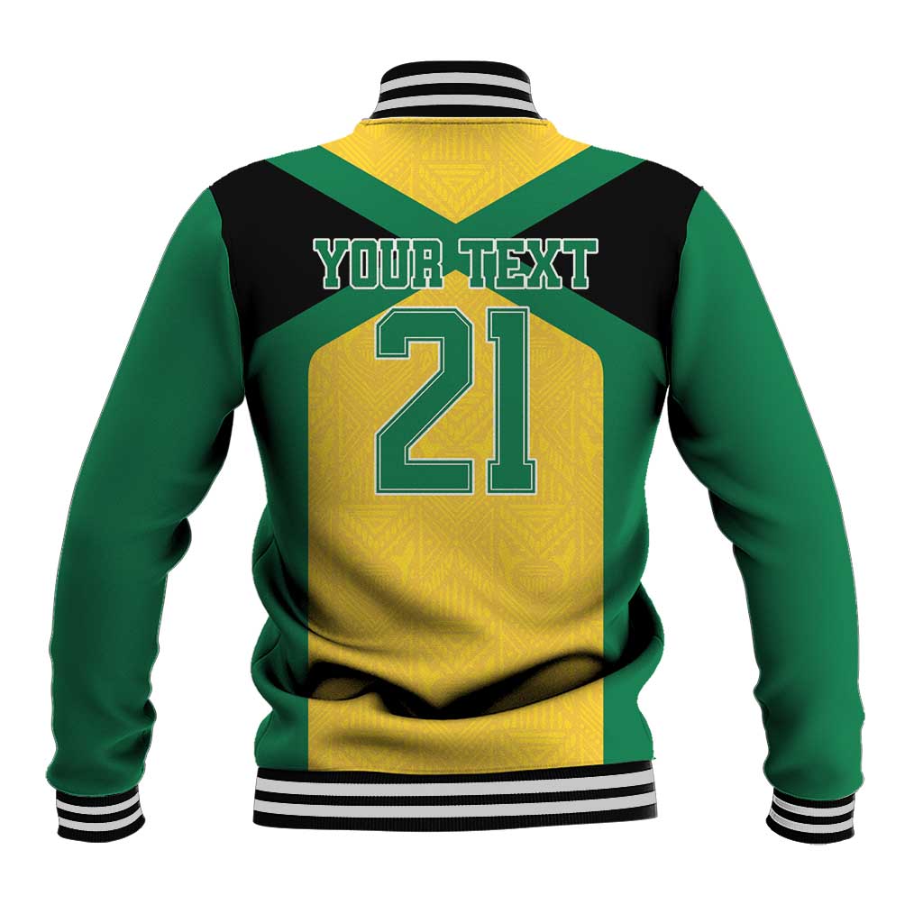 Afro-Jamaicans Football Custom Baseball Jacket Gold Ethnic Motifs