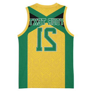 Afro-Jamaicans Football Custom Basketball Jersey Gold Ethnic Motifs - African Pride