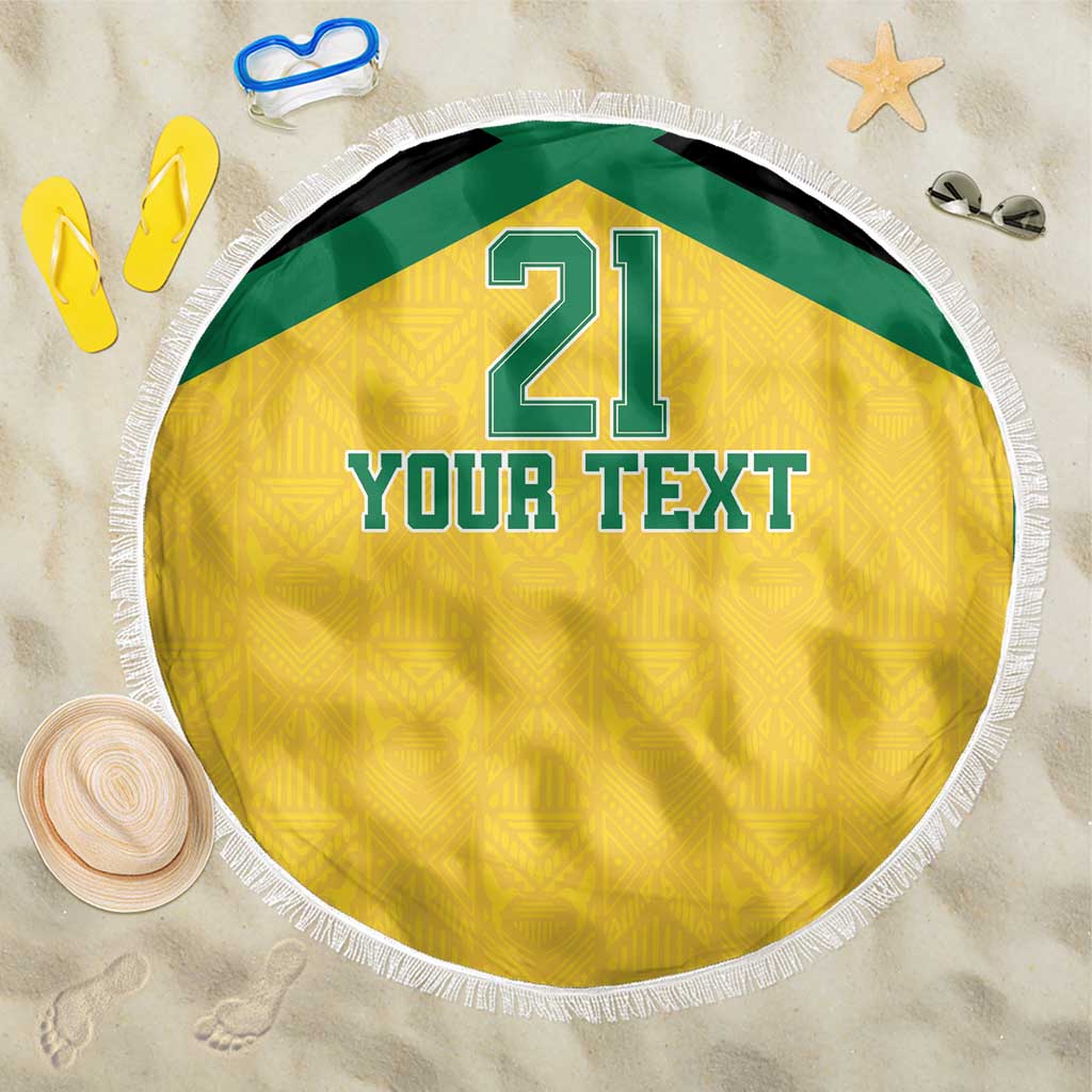 Afro-Jamaicans Football Custom Beach Blanket Gold Ethnic Motifs