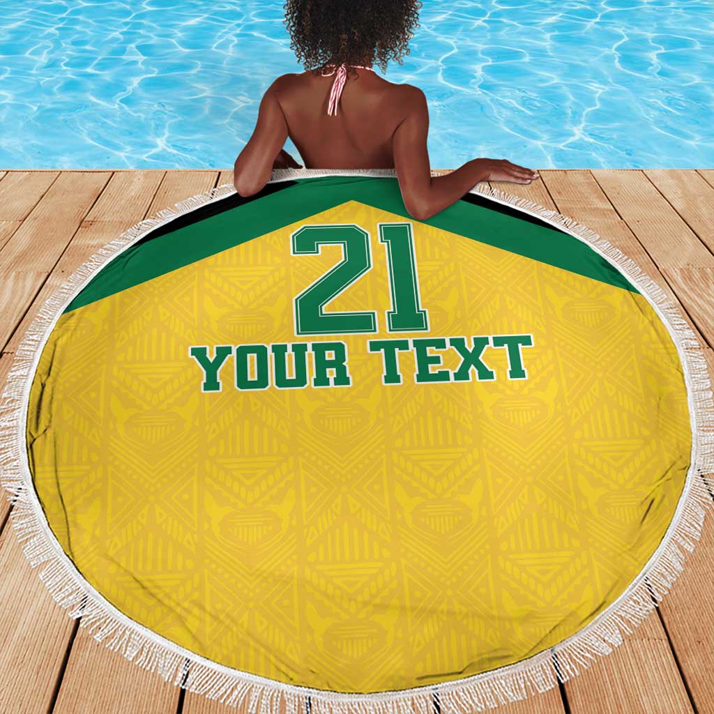 Afro-Jamaicans Football Custom Beach Blanket Gold Ethnic Motifs